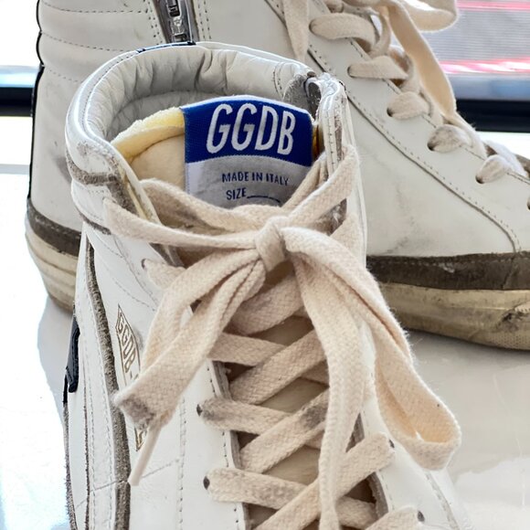 Golden Goose White Slide High-top Sneakers White/Yellow/Black - Picture 10 of 11